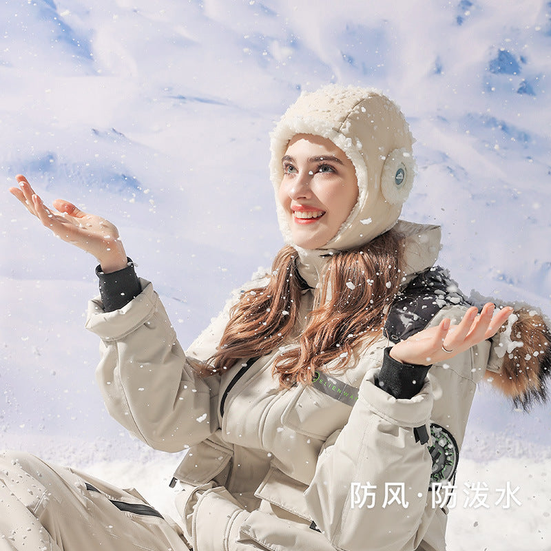 Down Plush Hat For Women Cycling Windproof